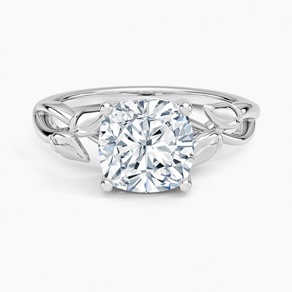 Budding Willow Solitaire Ring - Cushion Cut Center Stone