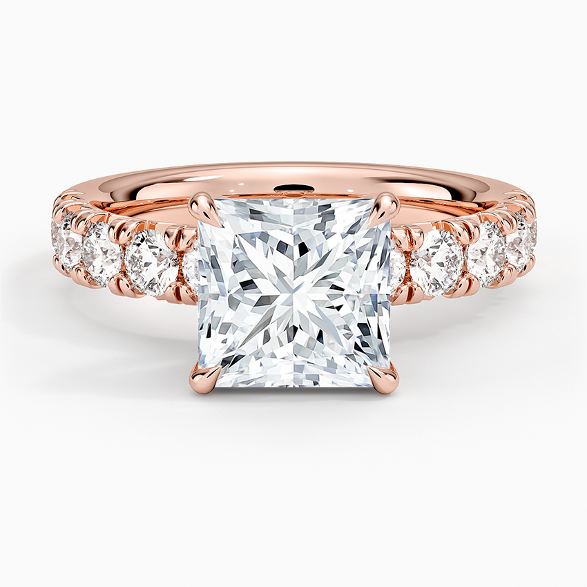 Ellora Half Coverage Diamond Ring - Princess Cut Center Stone