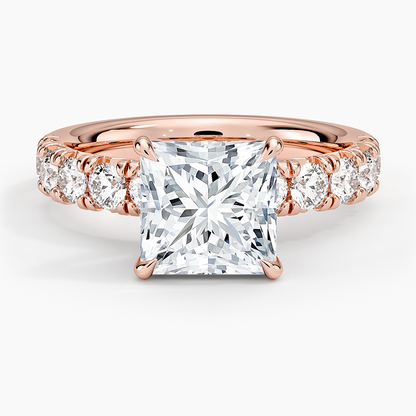 Ellora Half Coverage Diamond Ring - Princess Cut Center Stone