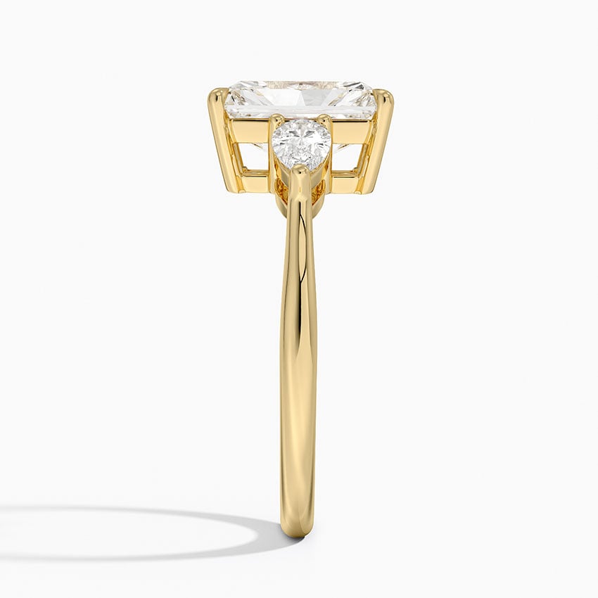 Opera Three Stone Diamond Ring - Radiant Cut Center Stone