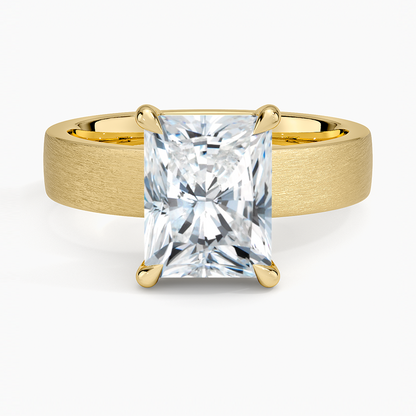 Peyton 4mm Satin Finish Solitaire Ring - Radiant Cut Center Stone