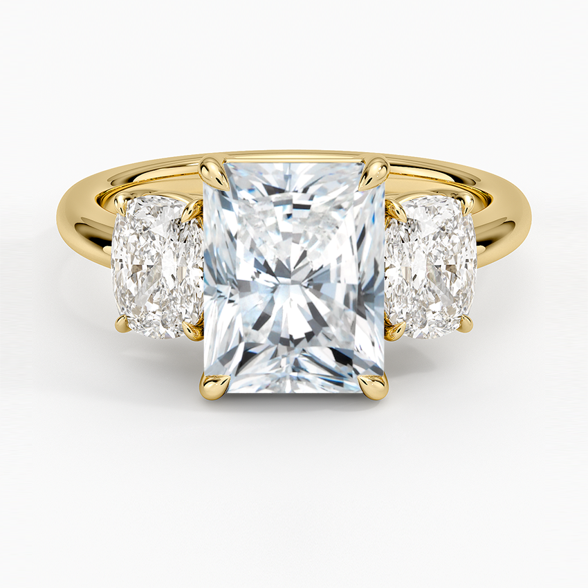 Luxe Faye Elongated Cushion Three Stone Diamond Ring (1 ct. tw.) - Radiant Cut Center Stone