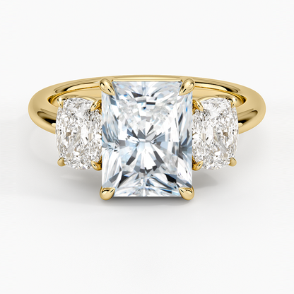 Luxe Faye Elongated Cushion Three Stone Diamond Ring (1 ct. tw.) - Radiant Cut Center Stone