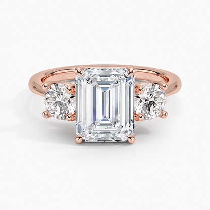 Luxe Selene Three Stone Diamond Ring (2/3 ct. tw.) - Emerald Cut Center Stone