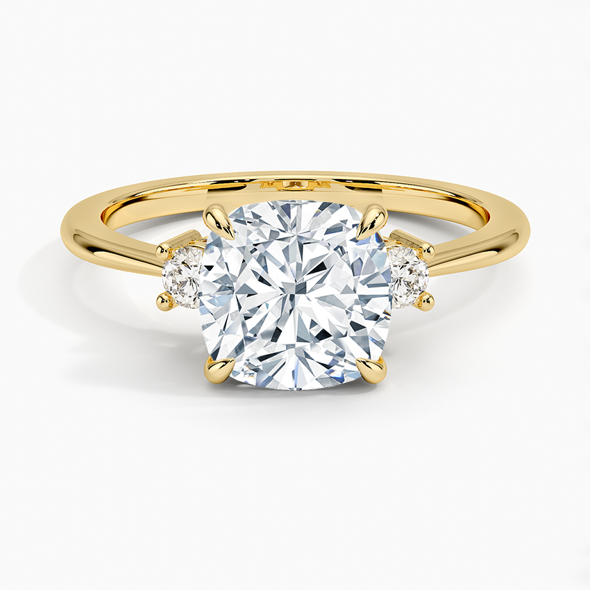 Petite Selene Three Stone Diamond Ring (1/10 ct. tw.) - Cushion Cut Center Stone