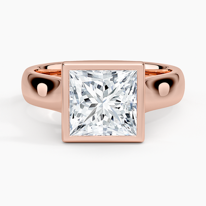 Luna 4mm Bezel Ring - Princess Cut Center Stone