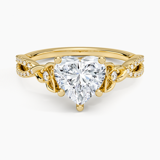 Luxe Celtic Love Knot Diamond Ring - Heart Cut Center Stone