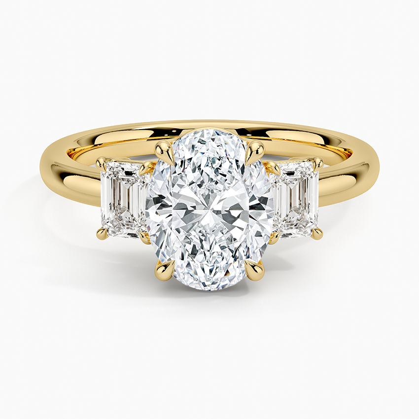 Rhiannon Emerald Cut Three Stone Diamond Ring (1/2 ct. tw.) - Oval Center Stone