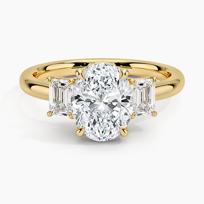 Rhiannon Emerald Cut Three Stone Diamond Ring (1/2 ct. tw.) - Oval Center Stone