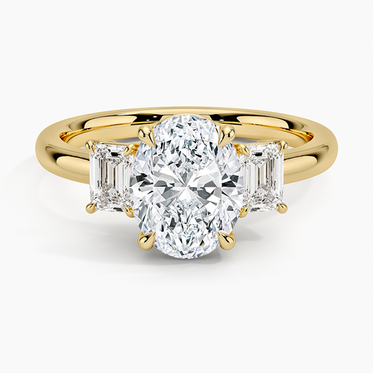Rhiannon Emerald Cut Three Stone Diamond Ring (1/2 ct. tw.) - Oval Center Stone