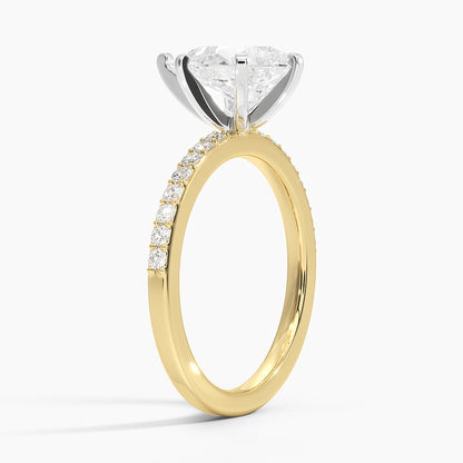Six Prong Petite Shared Prong Diamond Ring (1/5 ct. tw.) - Pear Center Stone
