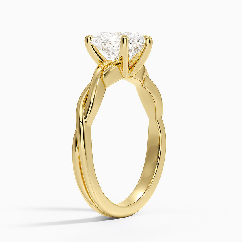 Twisted Vine Solitaire Ring - Heart Center Stone