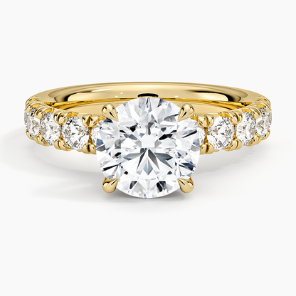 Ellora Half Coverage Diamond Ring - Round Center Stone