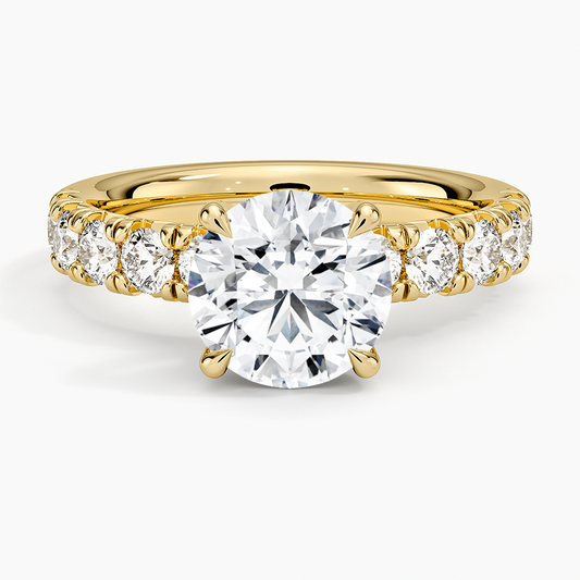 Ellora Half Coverage Diamond Ring - Round Center Stone
