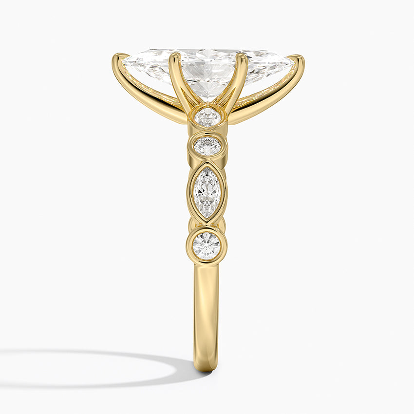 Versailles Bezel Diamond Ring - Marquise Cut Center Stone