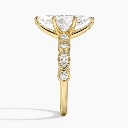 Versailles Bezel Diamond Ring - Marquise Cut Center Stone