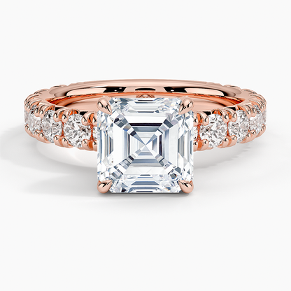 Ellora Three-Quarter Coverage Diamond Ring - Asscher Cut Center Stone