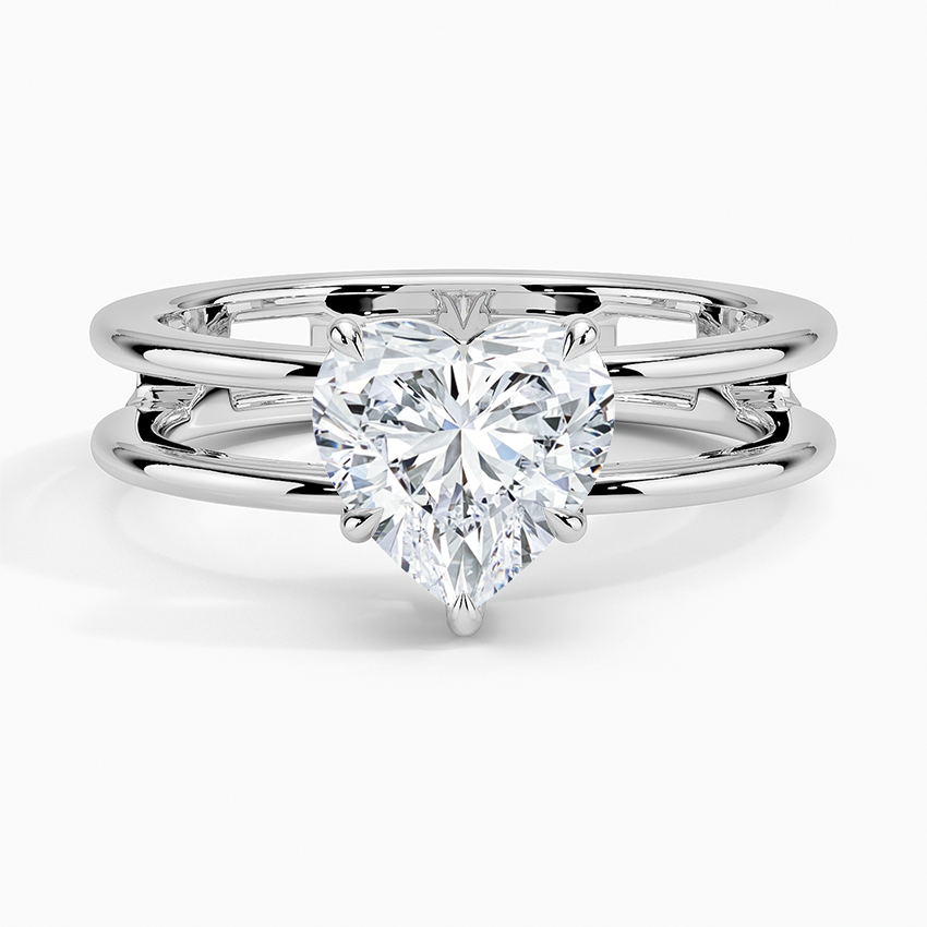 Aimee Open Double Band Solitaire Ring - Heart Center Stone