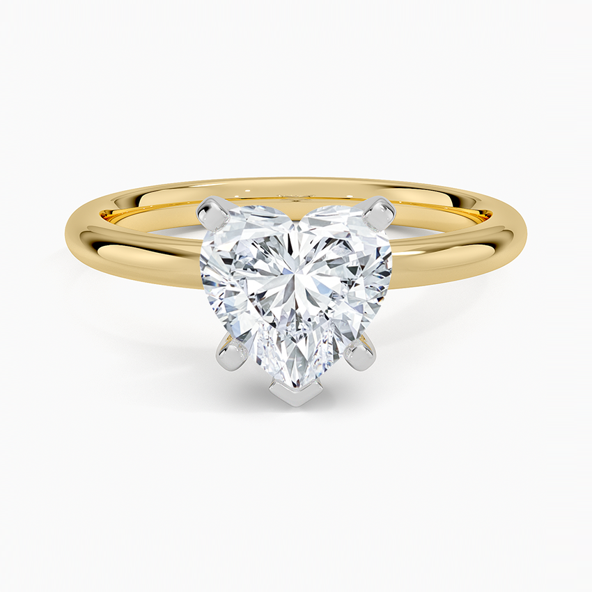Comfort Fit 2mm Six-Prong Solitaire Ring - Heart Center Stone