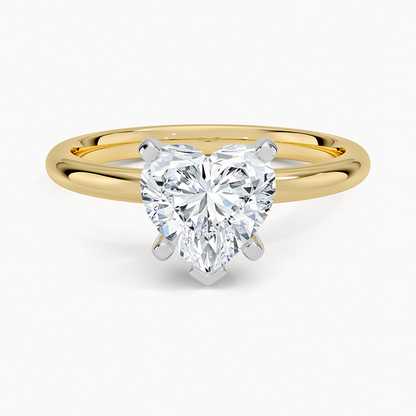 Comfort Fit 2mm Six-Prong Solitaire Ring - Heart Center Stone