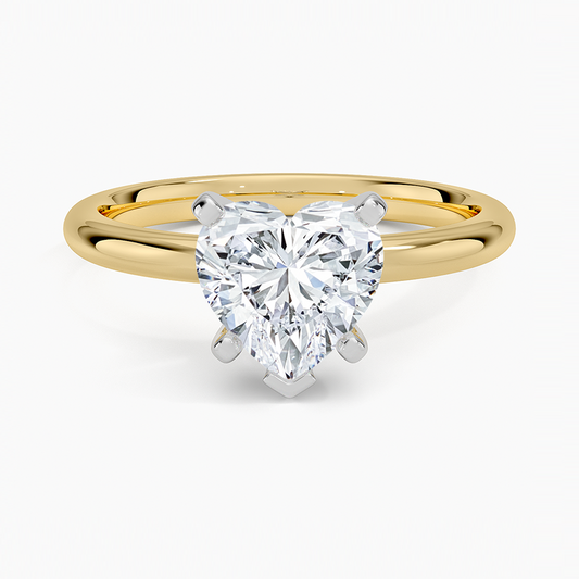 Comfort Fit 2mm Six-Prong Solitaire Ring - Heart Center Stone