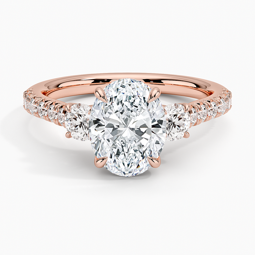 Amelie Three Stone Diamond Ring - Oval Center Stone