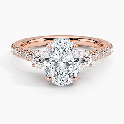 Amelie Three Stone Diamond Ring - Oval Center Stone