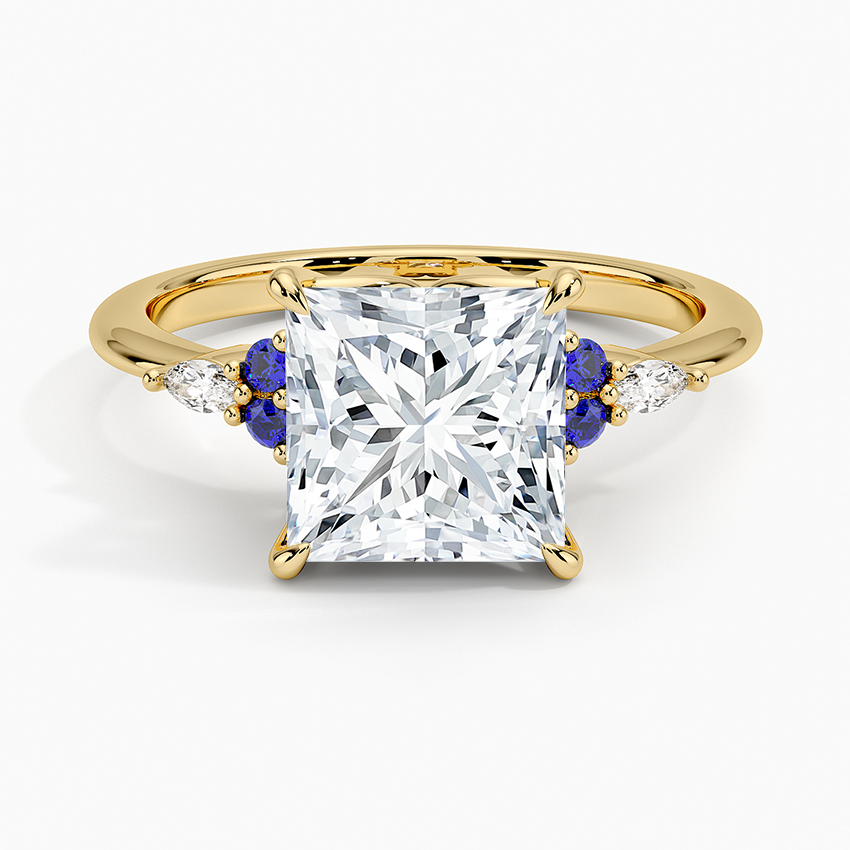 Nadia Sapphire and Diamond Ring - Princess Cut Center Stone