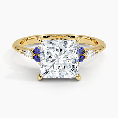 Nadia Sapphire and Diamond Ring - Princess Cut Center Stone
