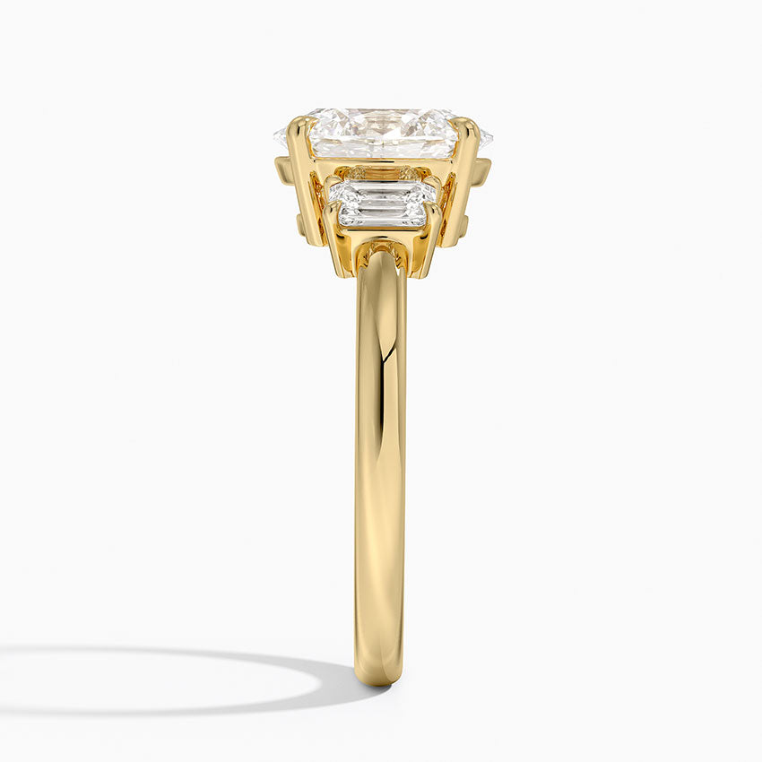 Rhiannon Emerald Cut Three Stone Diamond Ring (1/2 ct. tw.) - Oval Center Stone