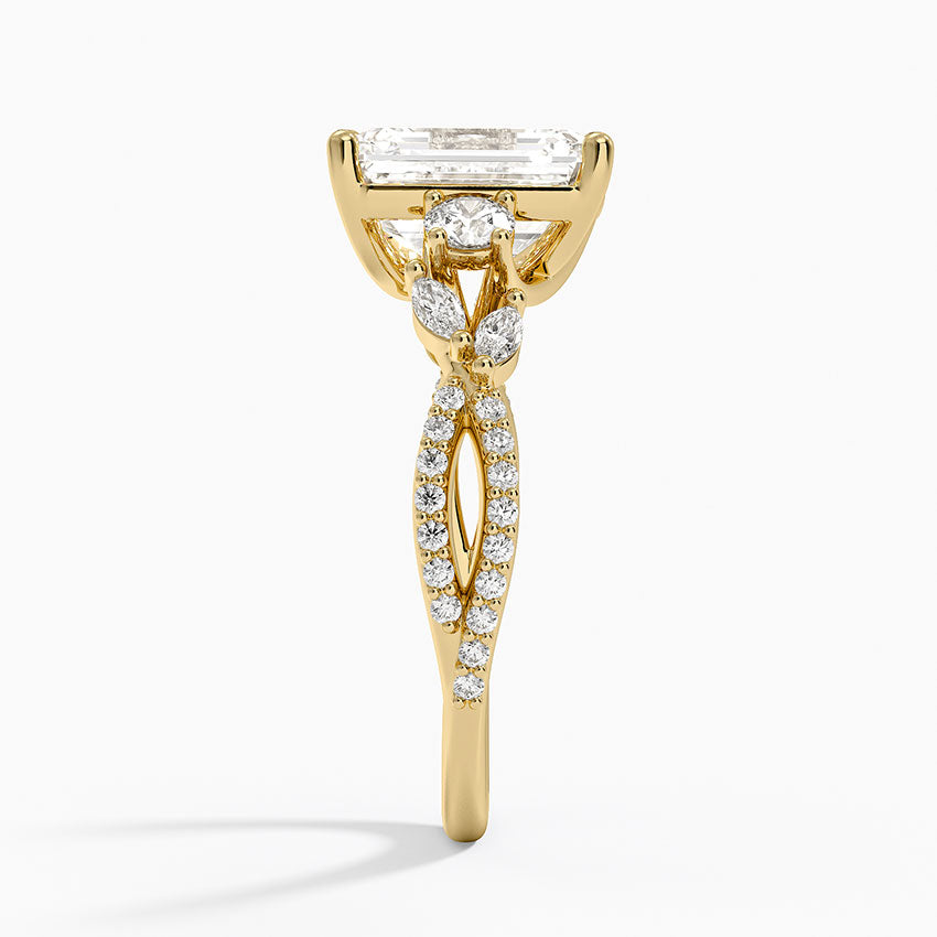 Luxe Willow Three Stone Diamond Ring (1/2 ct. tw.) - Emerald Cut Center Stone