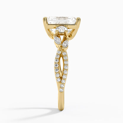 Luxe Willow Three Stone Diamond Ring (1/2 ct. tw.) - Emerald Cut Center Stone