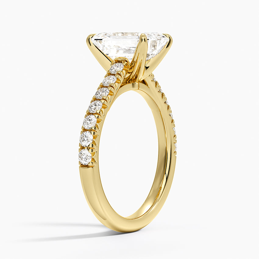 Sienna Half Coverage Diamond Ring - Emerald Cut Center Stone