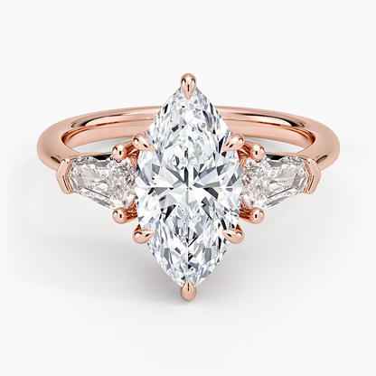 Shield Cut Three Stone Diamond Ring (1/2 ct. tw.) - Marquise Center Stone
