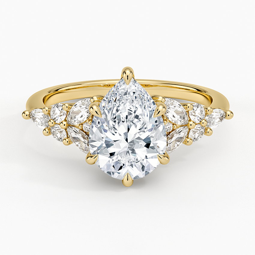 Nadia Taper Diamond Ring - Pear Center Stone