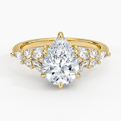 Nadia Taper Diamond Ring - Pear Center Stone