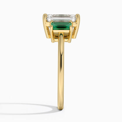 Luxe Rhiannon Three Stone Lab Emerald Ring
