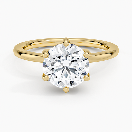 Sydney Perfect Fit Hidden Halo Six-Prong Diamond Ring - Round Center Stone