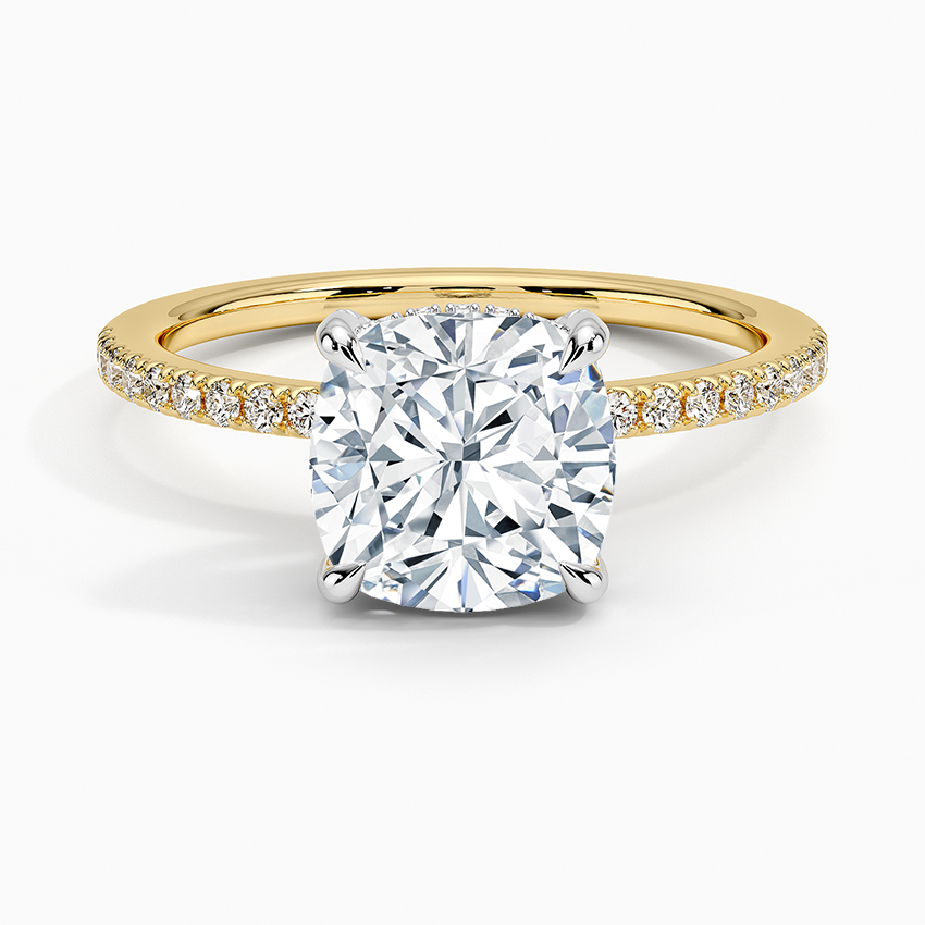 Mixed Metal Viviana Half Coverage Diamond Ring (1/4 ct. tw.) - Cushion Cut Center Stone