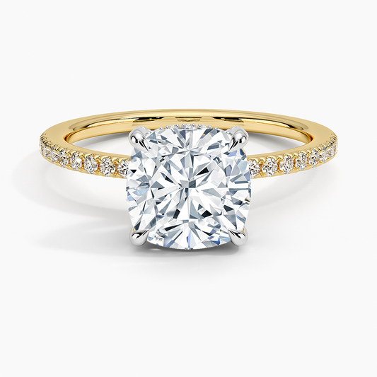 Mixed Metal Viviana Half Coverage Diamond Ring (1/4 ct. tw.) - Cushion Cut Center Stone