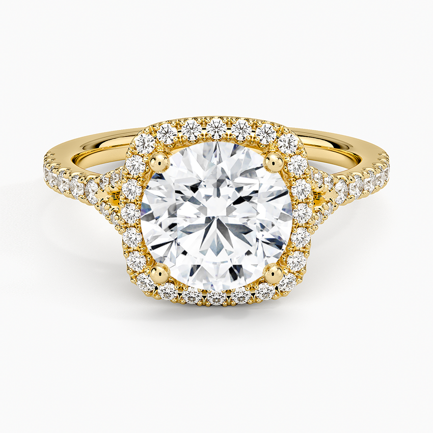 Joy Half Coverage Diamond Ring - Round Cut Center Stone