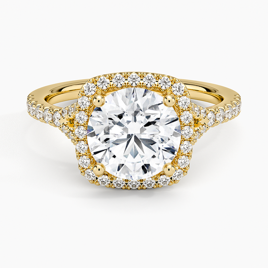 Joy Half Coverage Diamond Ring - Round Cut Center Stone