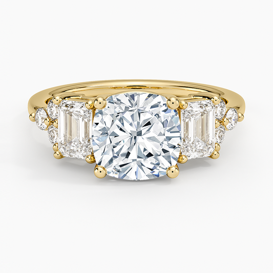 Sabine Cluster Diamond Ring (1 ct. tw.) - Cushion Cut Center Stone