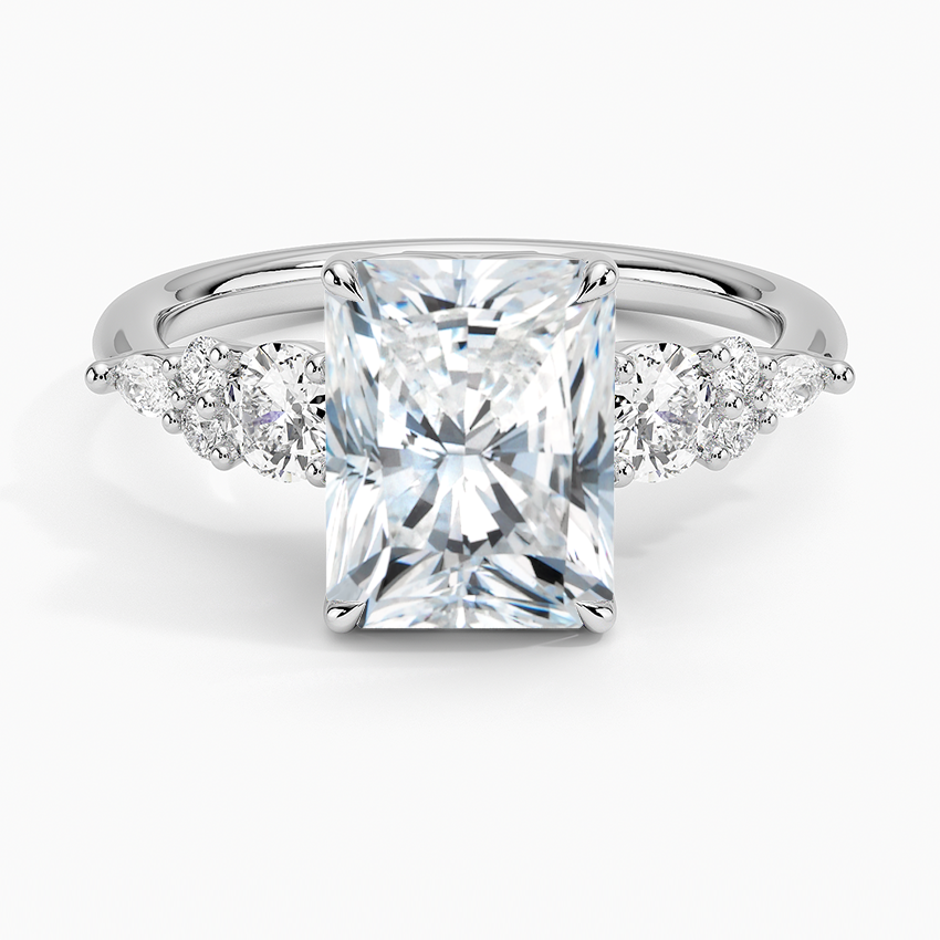 Nadia Three Stone Diamond Ring - Radiant Cut Center Stone