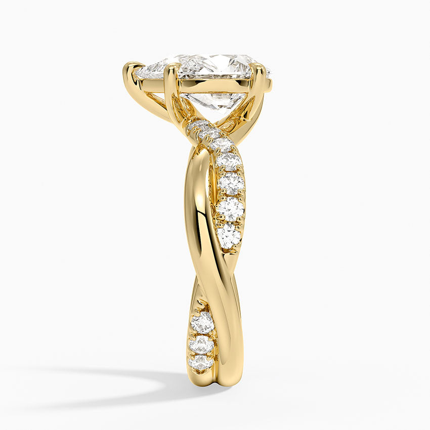 Cascade Twisted Diamond Ring - Pear Cut Center Stone