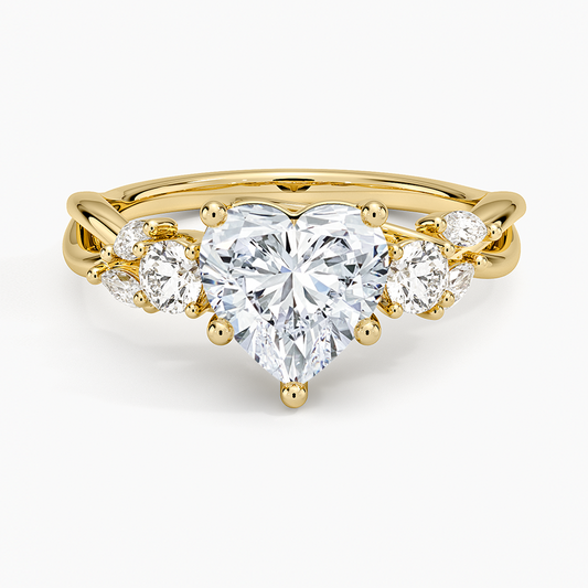 Willow Three Stone Diamond Ring (1/3 ct. tw.) - Heart Center Stone