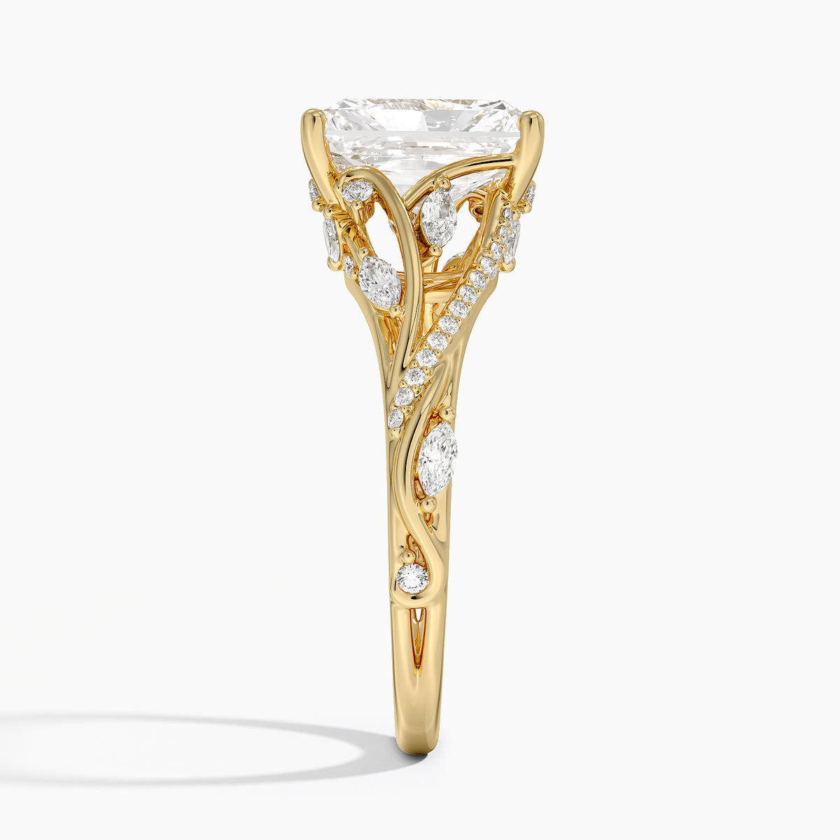 Begonia Vine Diamond Ring (1/2 ct. tw.) - Radiant Cut Center Stone