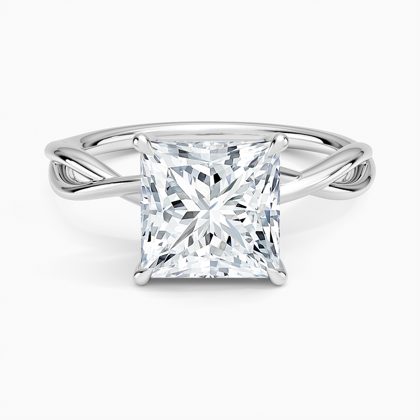 Alya Twist Solitaire Ring - Princess Cut Center Stone