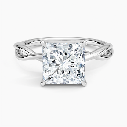Alya Twist Solitaire Ring - Princess Cut Center Stone