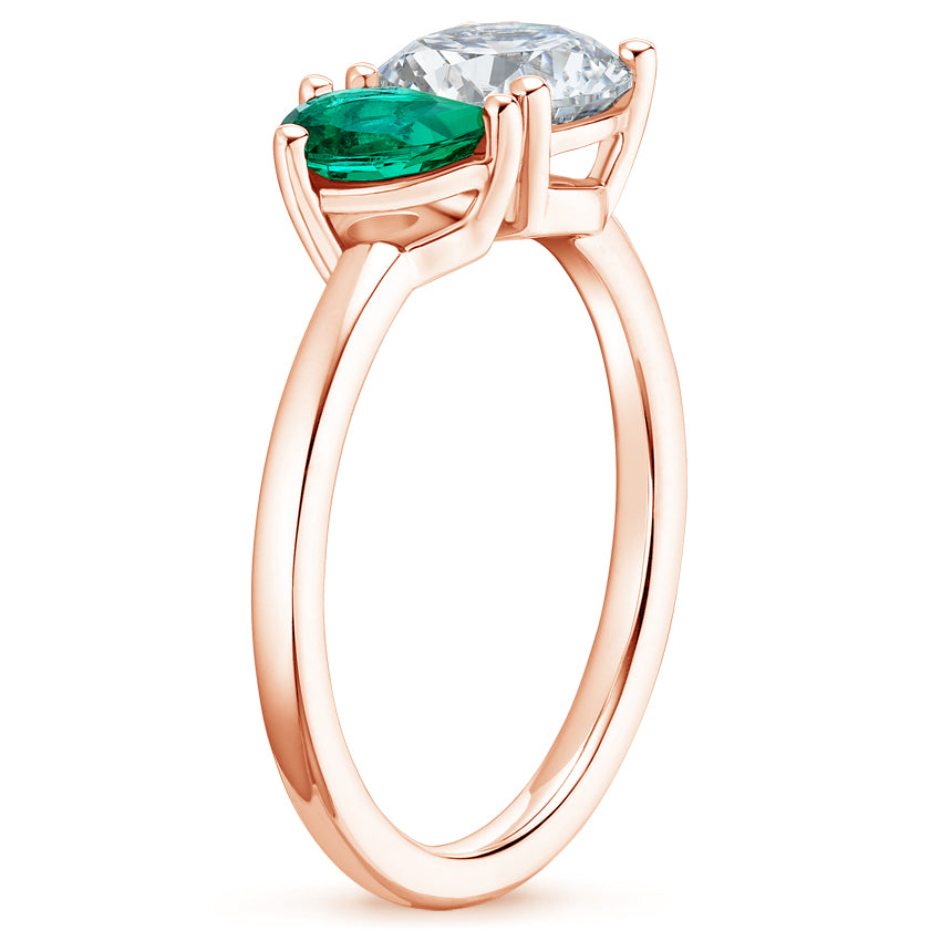 Viridian Toi et Moi Diamond Ring